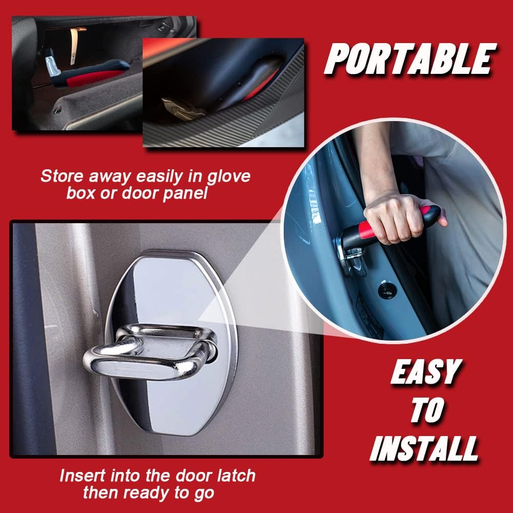 CarCane® - Made in the USA by JesseVance NY: Portable Safety Door Handle Bar with Flashlight, Seatbelt Cutter, & Window Breaker