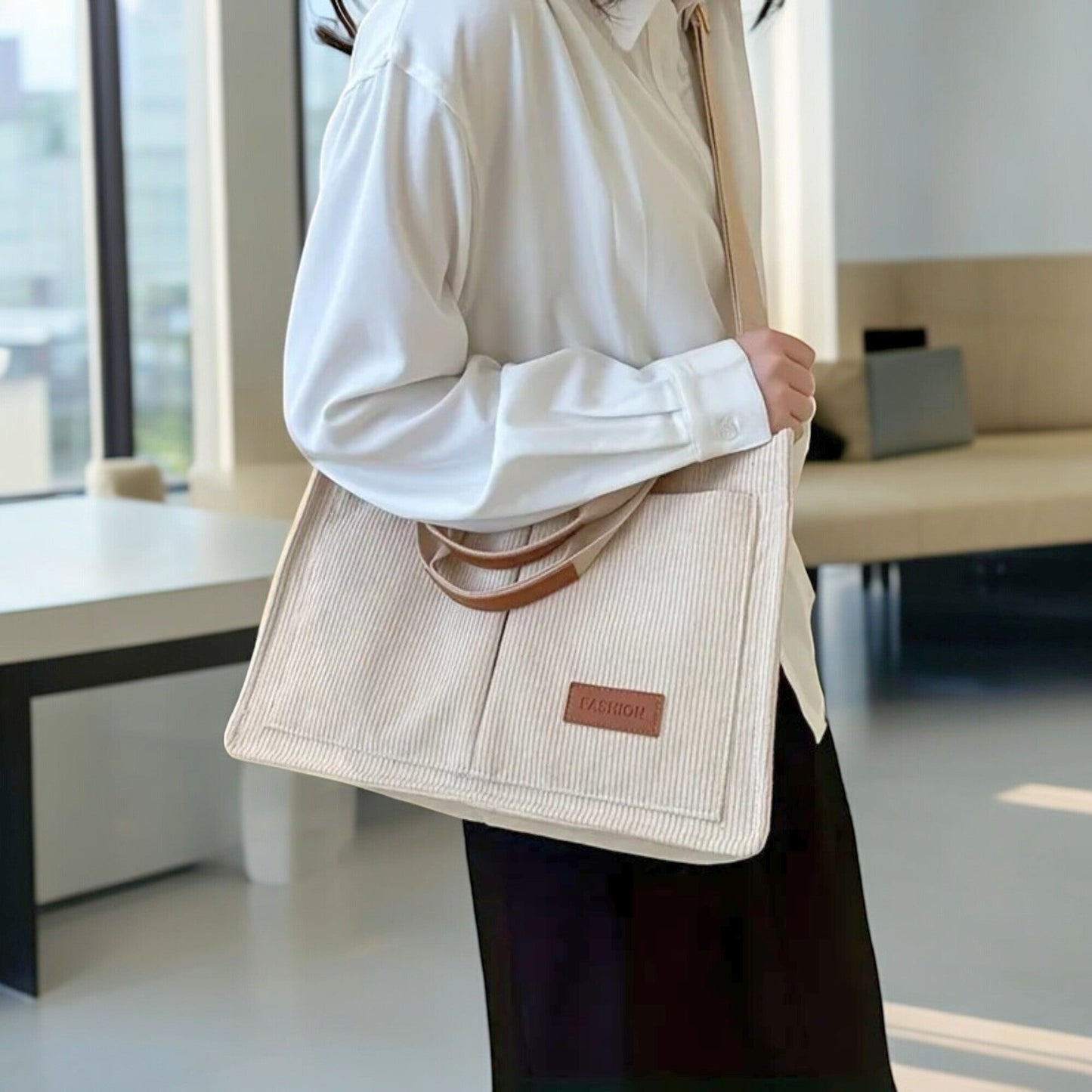 Corduroy Tote Bag (+ Free Travel Bag)