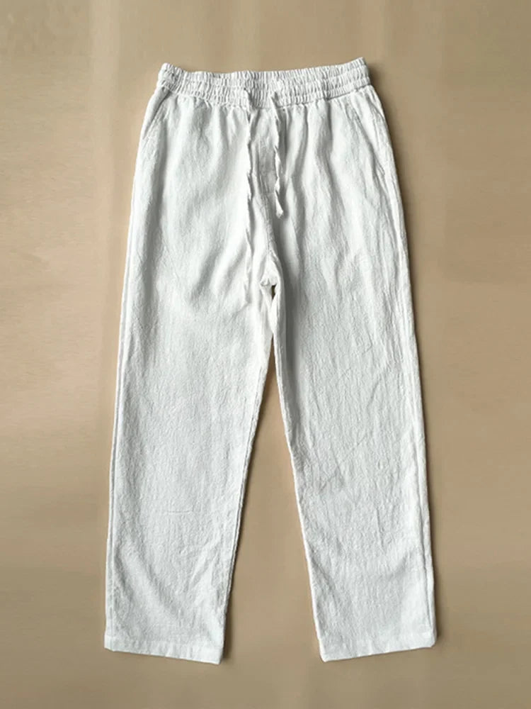 Vintage Elastische Casual Katoen Linnen Broek