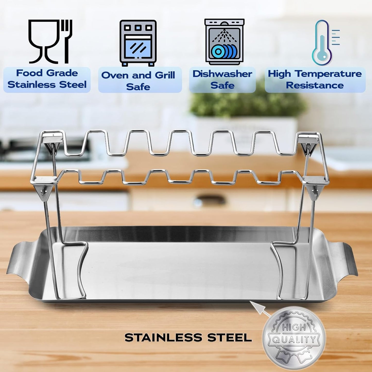 Intelligriller® - Made in the USA: 14 Slot Holder for Grill, Smoker, and Oven - Easy, Efficient, & Fast Chicken Drumstick/Meat Holder
