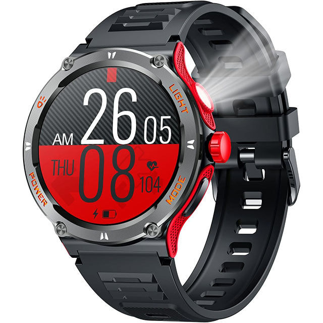 Smartwatch til Mænd med HD Skærm, LED Lys og Boussole