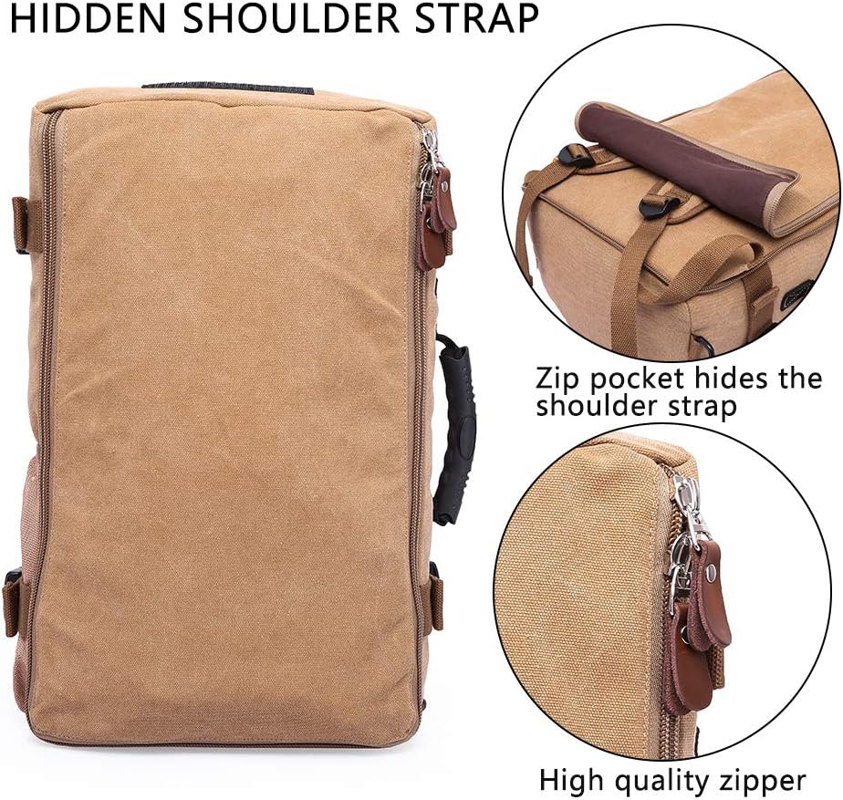 Journeyman Duffel Backpack – Waterproof, Spacious,  Timeless Appeal. Made with Leather  Canvas: Made for Adventures in the Forest, Beach, Airport,  Streets