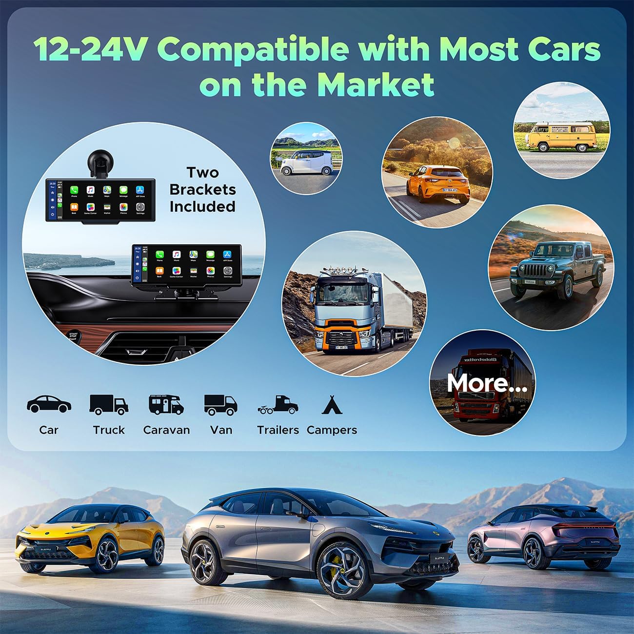 DashSight® Duo by JV Auto – Dash Cam, Rear Cam, & Touch Screen Infotainment System | 4K UHD Front & 1080P FHD Rearview Camera | Wireless & Wired Apple CarPlay & Android Auto