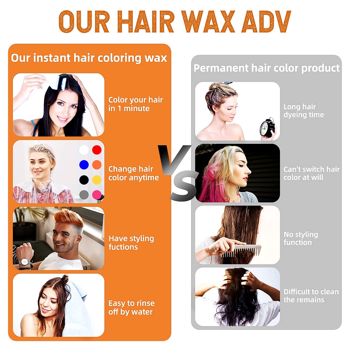 Mofajang® by JesseVance Manhattan: The Only Colored Hair Wax Styling Pomade with Bold Colors, Strong Hold, Simple Style, No Risk, & No Commitment