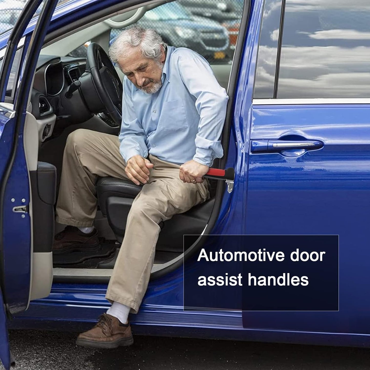 CarCane® - Made in the USA by JesseVance NY: Portable Safety Door Handle Bar with Flashlight, Seatbelt Cutter, & Window Breaker