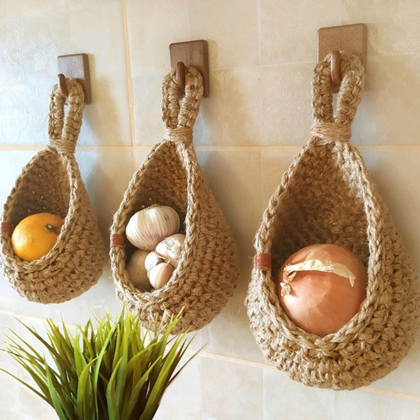 Bohowoven Produce Baskets: Kitchen Storage for Fruits Vegetables (Buy 1 Get 2 Free)