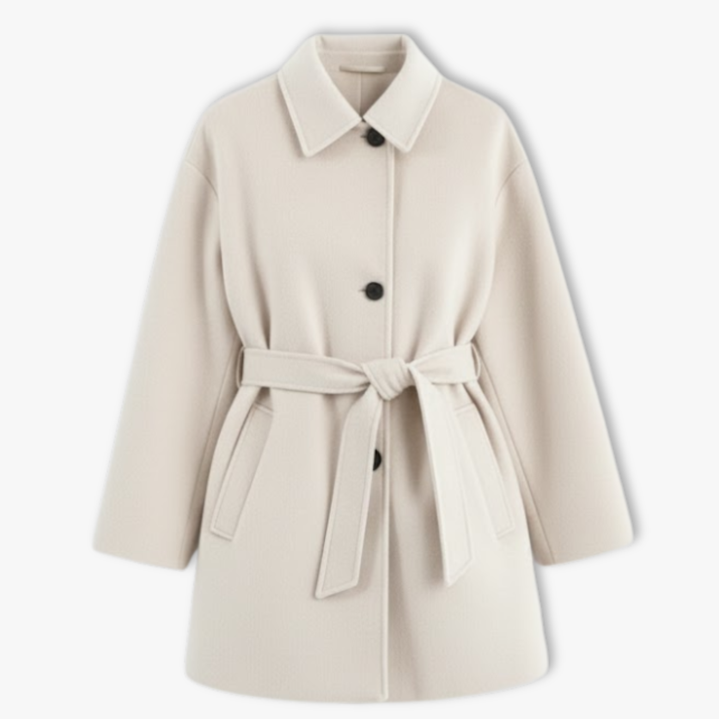 Manteau en laine tendance à double col pour femme, manches longues