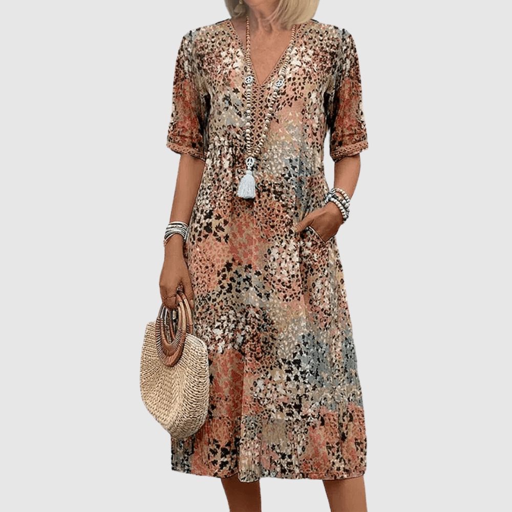 Zoé - Robe midi élégante à fleurs