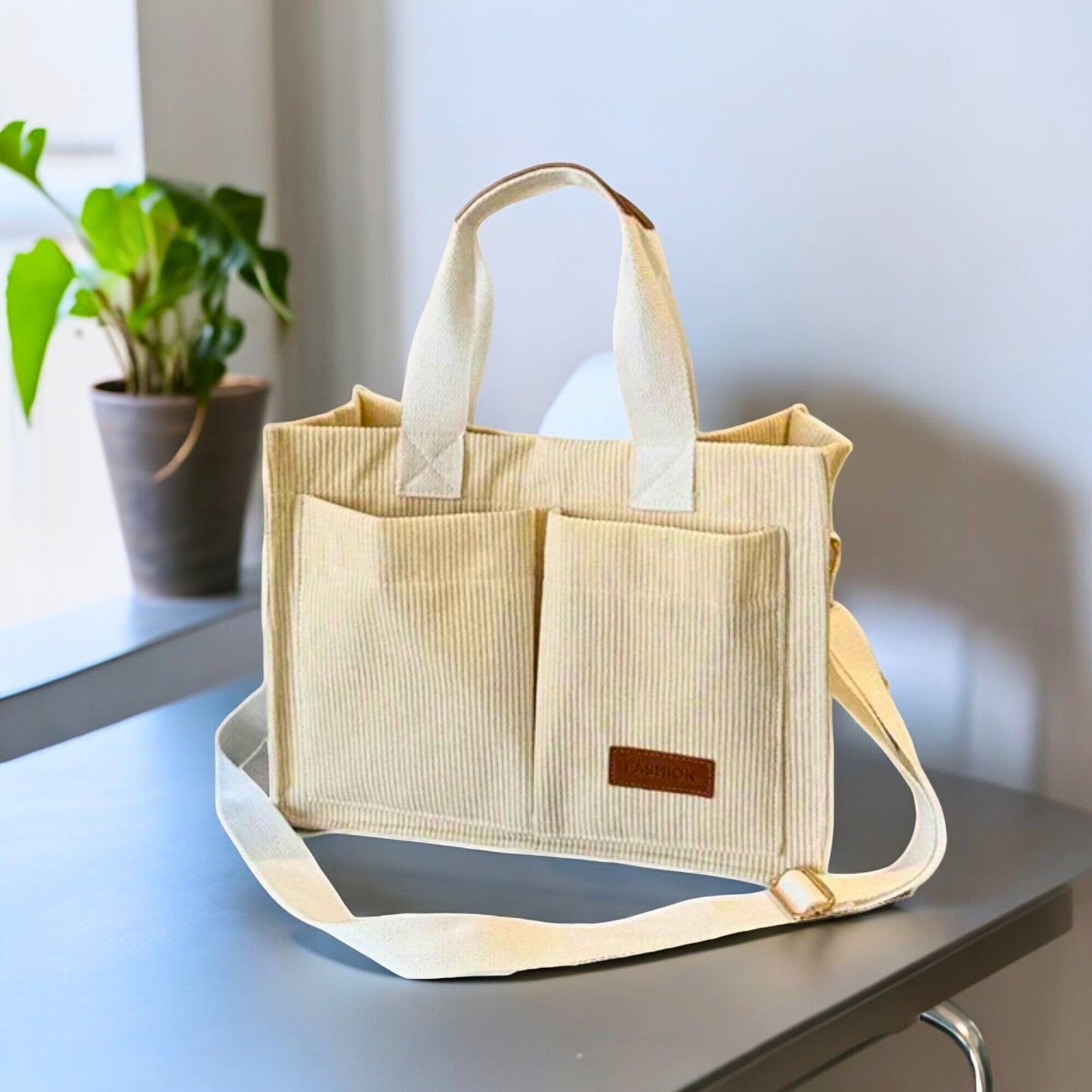 Corduroy Tote Bag (+ Free Travel Bag)