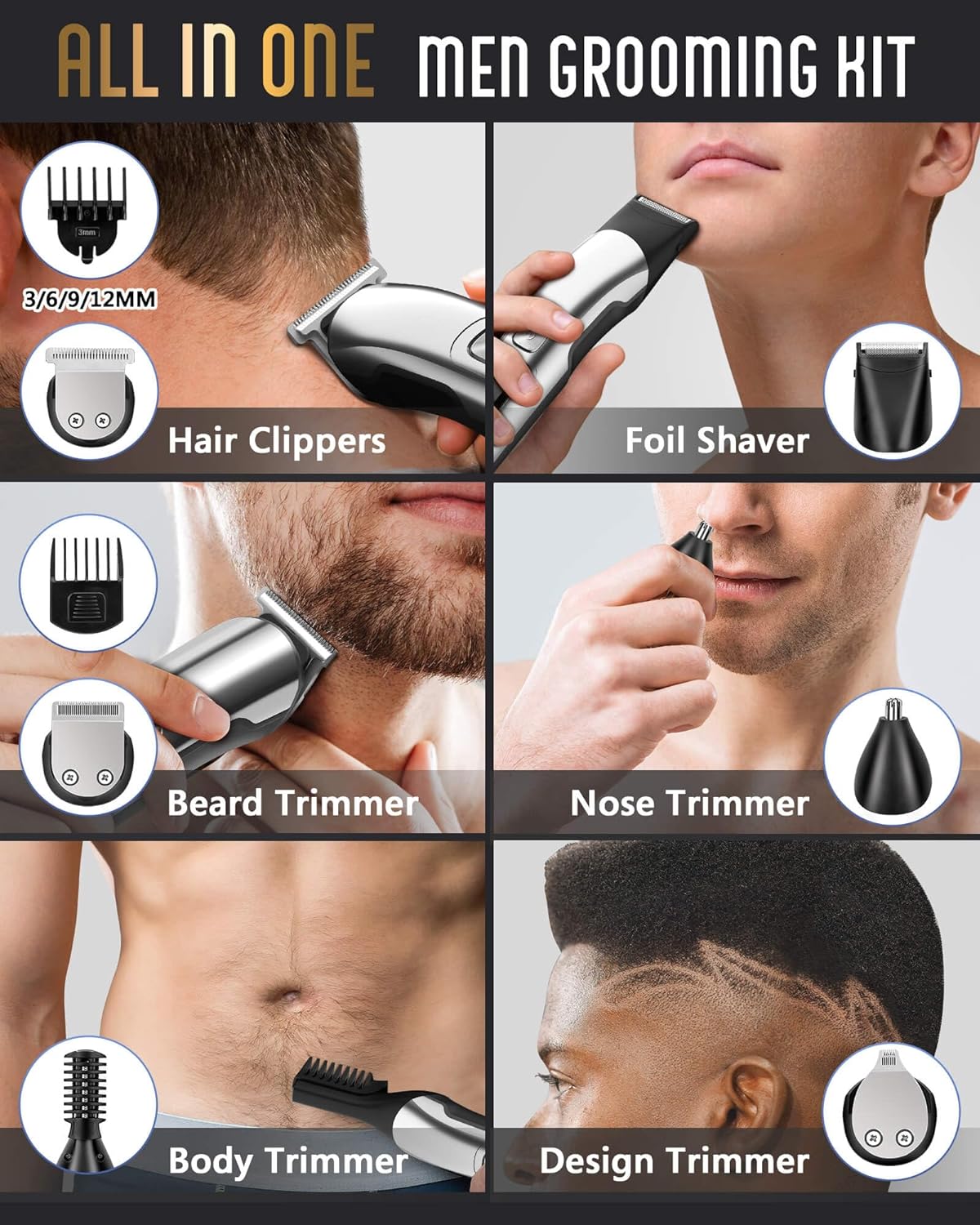 11-in-1 Completely Waterproof Kemeihär® Hair, Body, & Beard - Hair Trimmer, Clipper, & Shaver by JesseVance Solingen & Nuremberg: Crafted to Outperform 99.99% of Trimmers on Planet Earth
