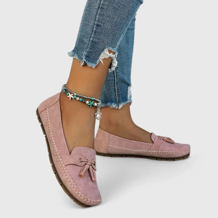 Clea | Women's Suede Bow Loafers Slip-On Moccasin Flat Shoes