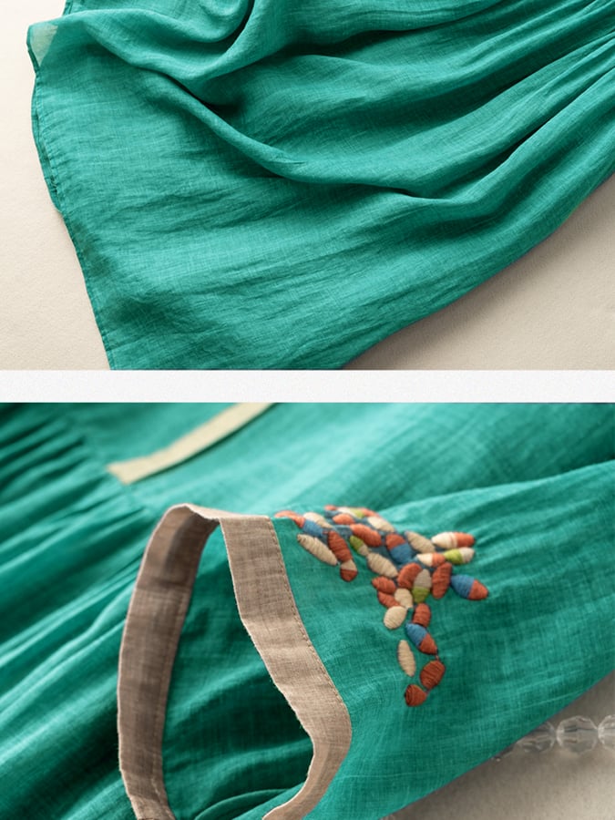 Robe en Coton et Lin Brodée pour Femme – Design Ethnique et Confortable