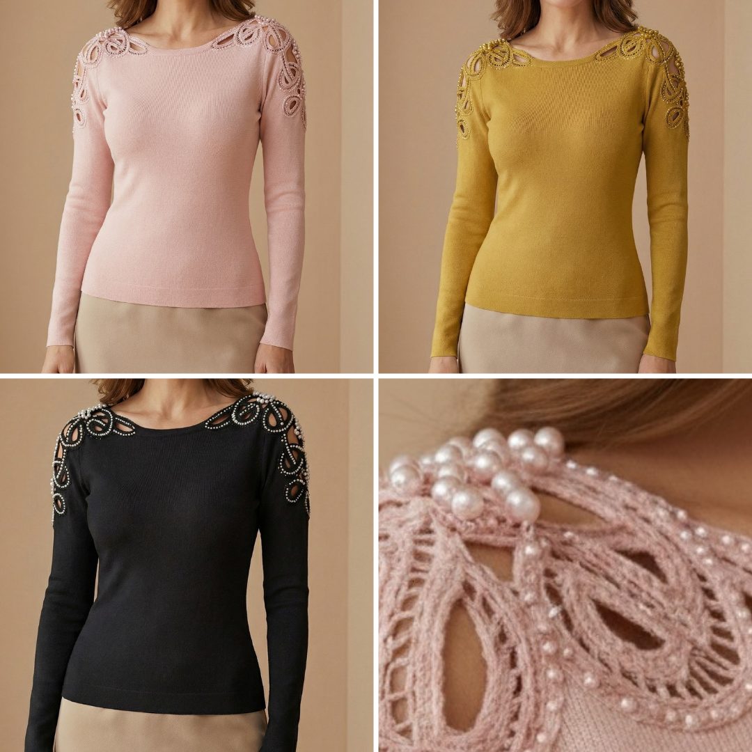 ELIZA | Elegancka Bluzka z Koronkowym Zdobieniem