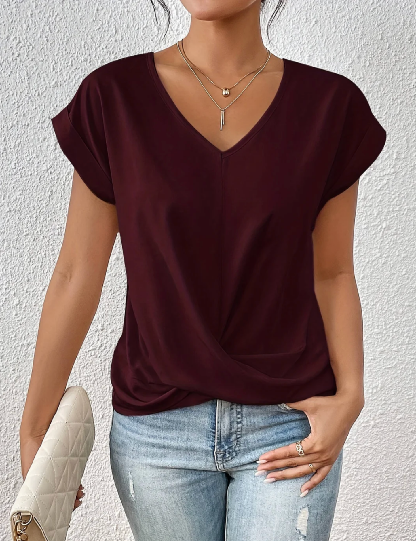 Lässiges V-Ausschnitt Top für Damen | Eleganter Alltagslook