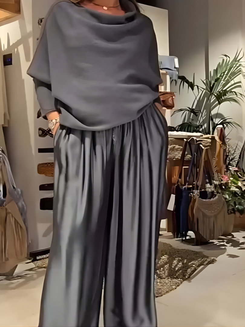 Zerellea™ | Casual Draped Top and Trousers Set
