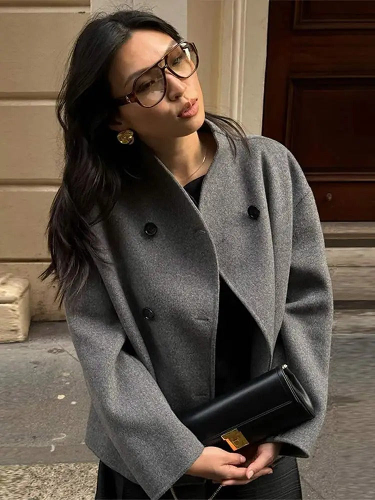 Zophia | Stylische übergroße Wolljacke mit Knöpfen