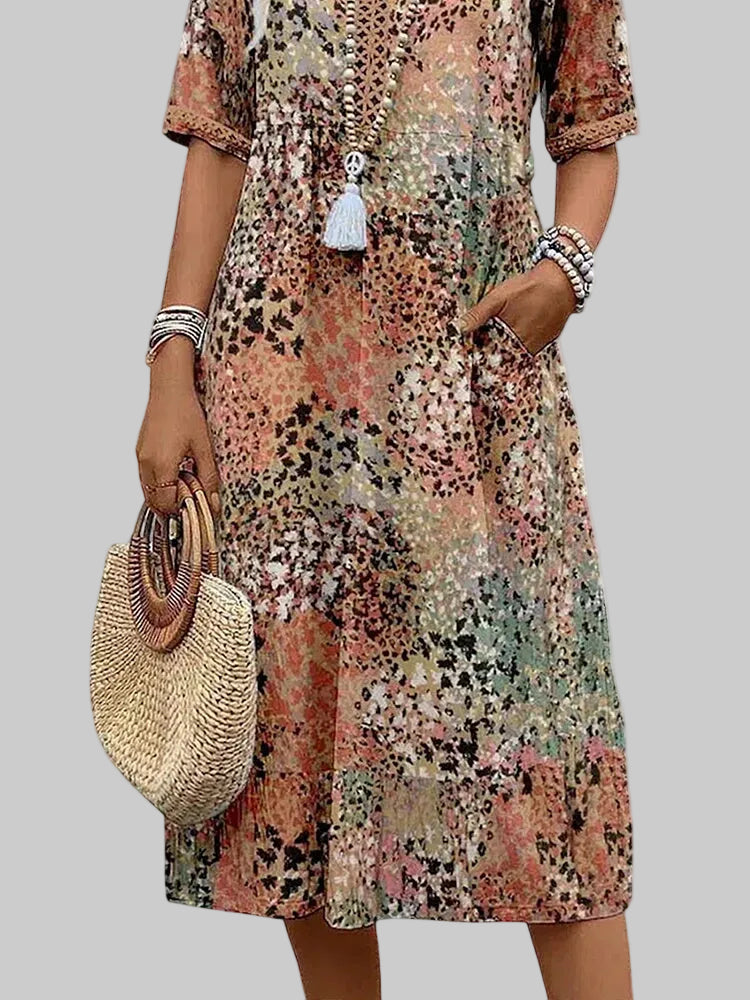 Marisse - Vestido midi floral de tacto suave