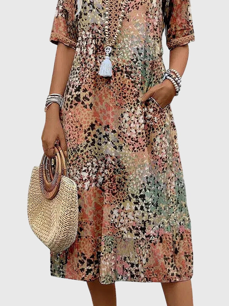 Midi-Kleid für Damen mit Blumenmuster