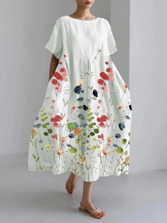Casual Long Dress With Floral Style for Summer