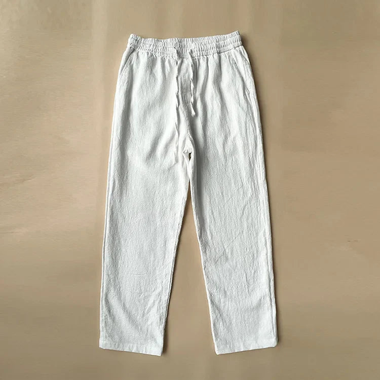 Vintage Elastische Casual Katoen Linnen Broek