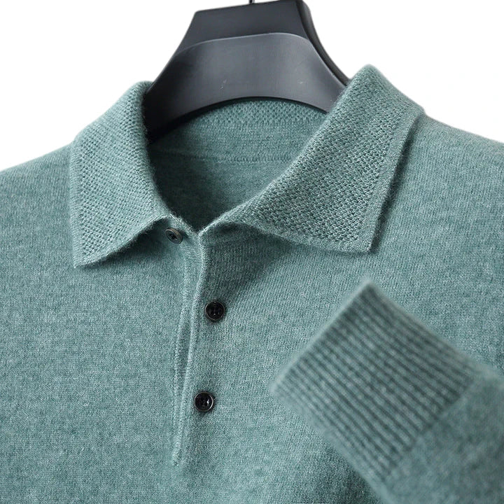 Lazare - Elegantes und Weiches Cashmere-Polo mit Langen Ärmeln für Herren