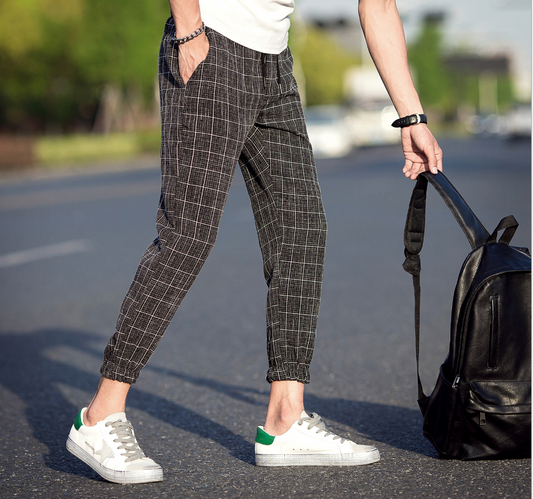 Slim Fit Plaid Trousers