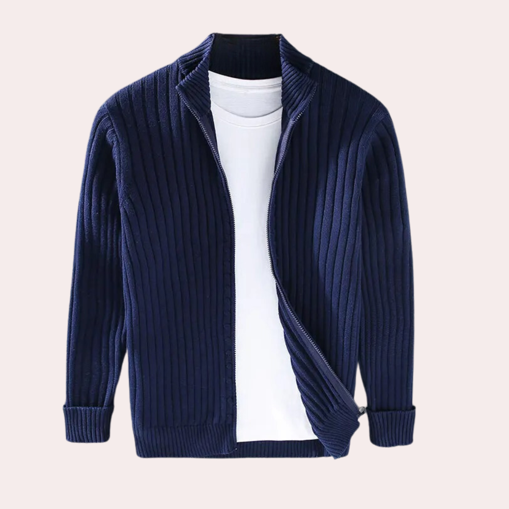 Men’s Knitted Zip Cardigan – Modern Casual Knitwear
