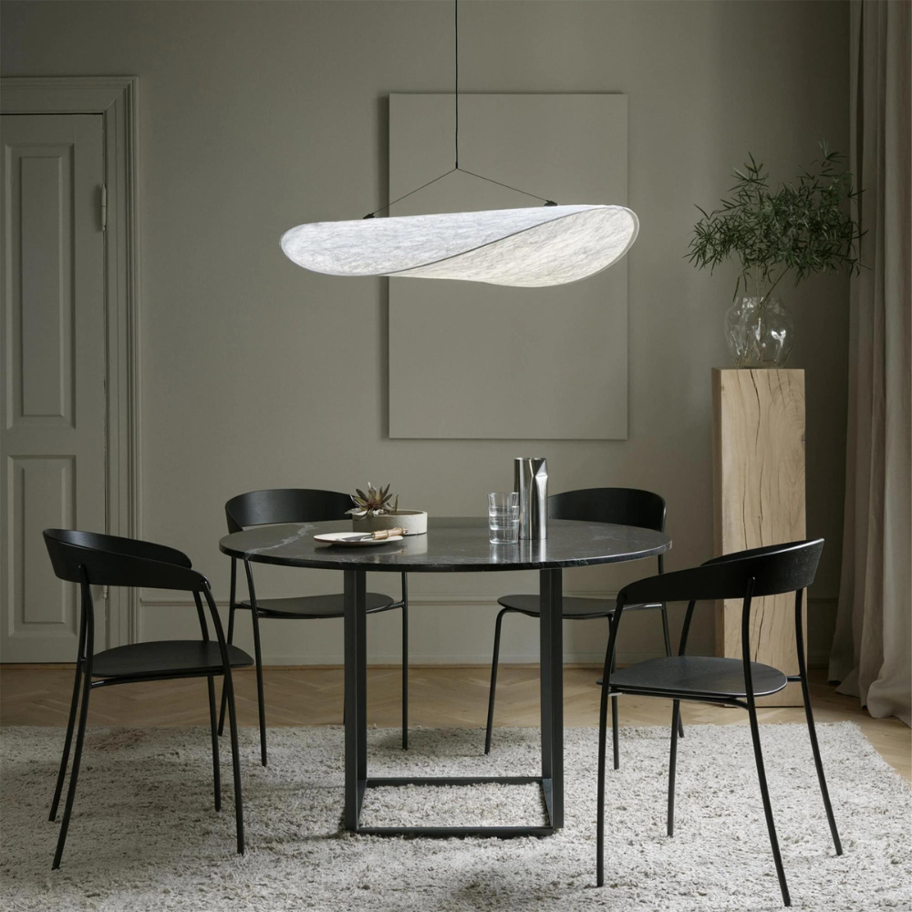 Japandi Deckenleuchte Seide, Rundes Design, Höhenverstellbar
