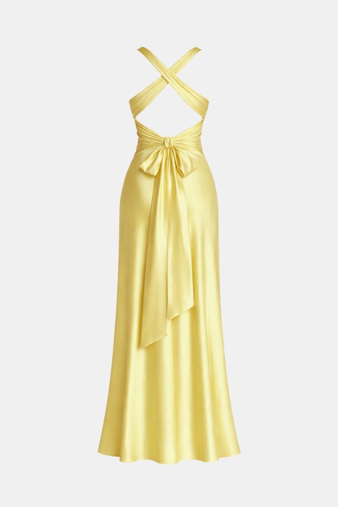 Antonia - Halter Neck Ruched Satin Long Dress
