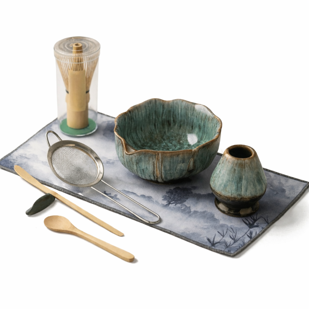 Aikoren – 8 Delige Matcha Theeset met Handgemaakte Keramische Kom 550ml
