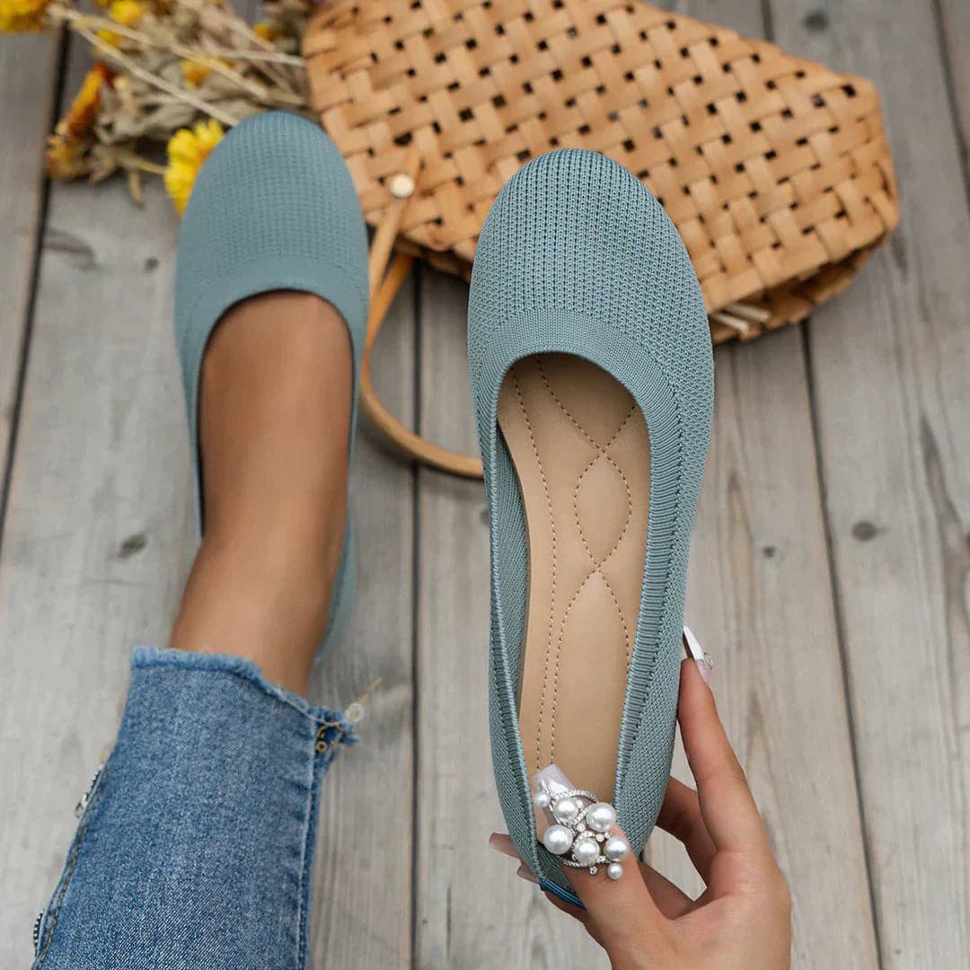 Women's Ballerina Shoes - Breathable Knit - Flat Comfortable Fit - Elegant Everyday