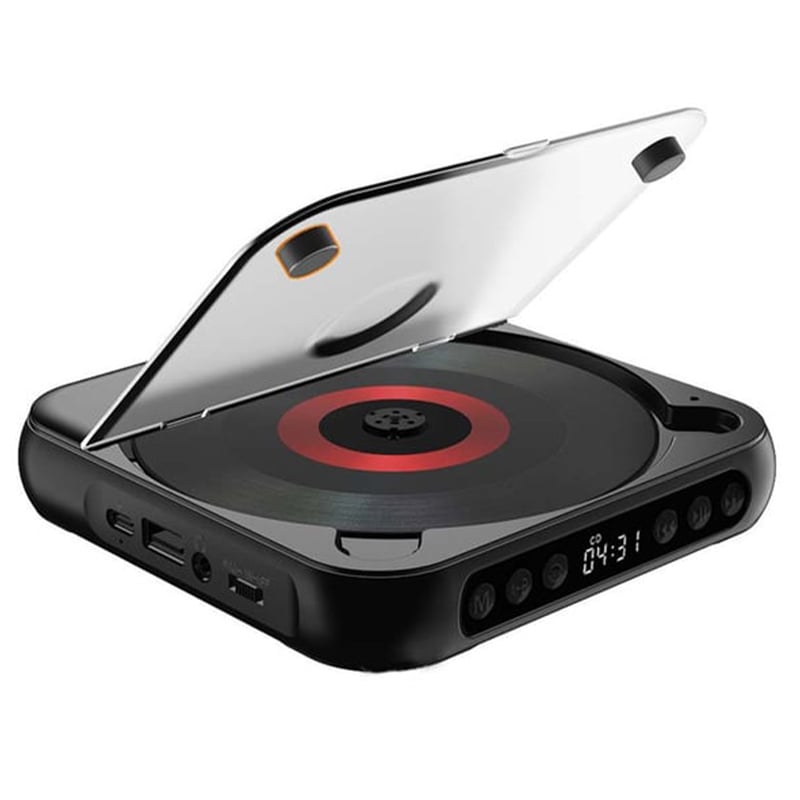 MEELANO Bærbar CD-afspiller med Bluetooth, Fremragende Lydkvalitet og Kompakt Letvægt Sort