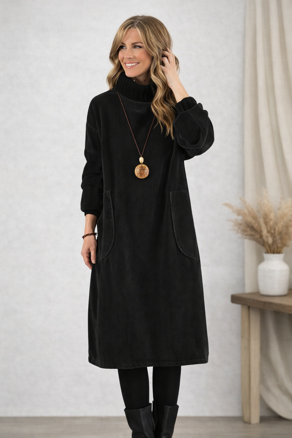 Jennie | Robe midi à col roulé