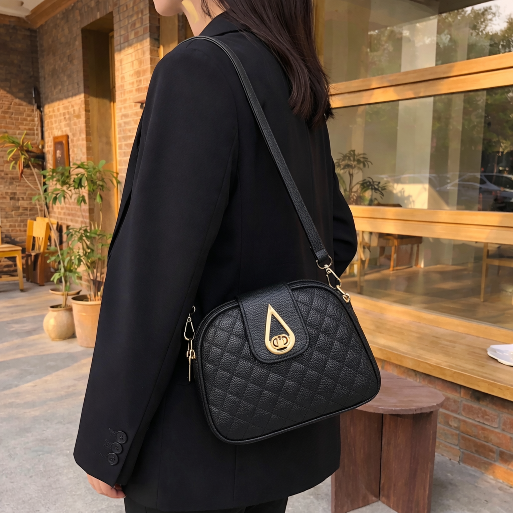 Cleo™ | Vadderad Crossbody med Guldlås