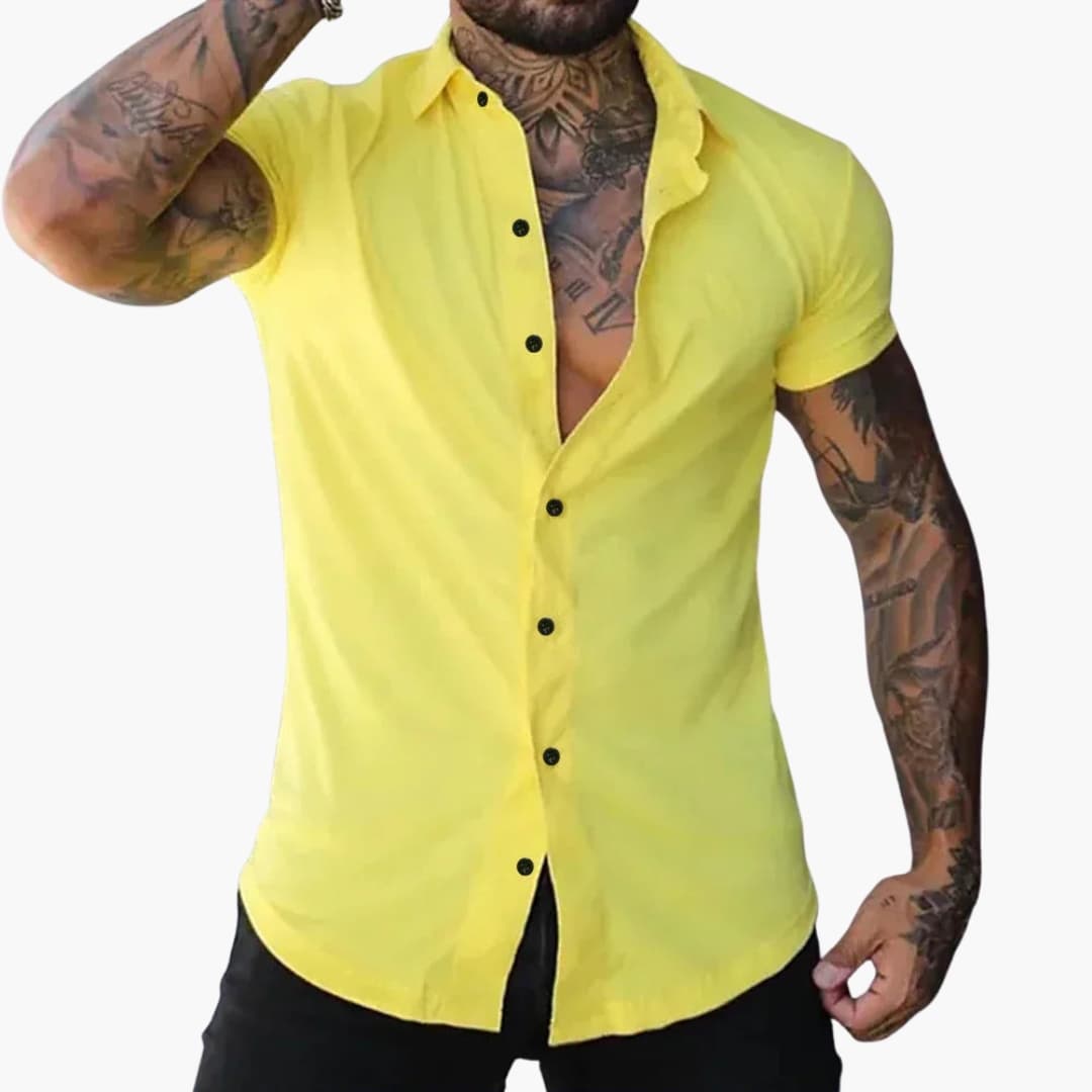 Heren Overhemd met Korte Mouwen en Slim Fit Pasvorm