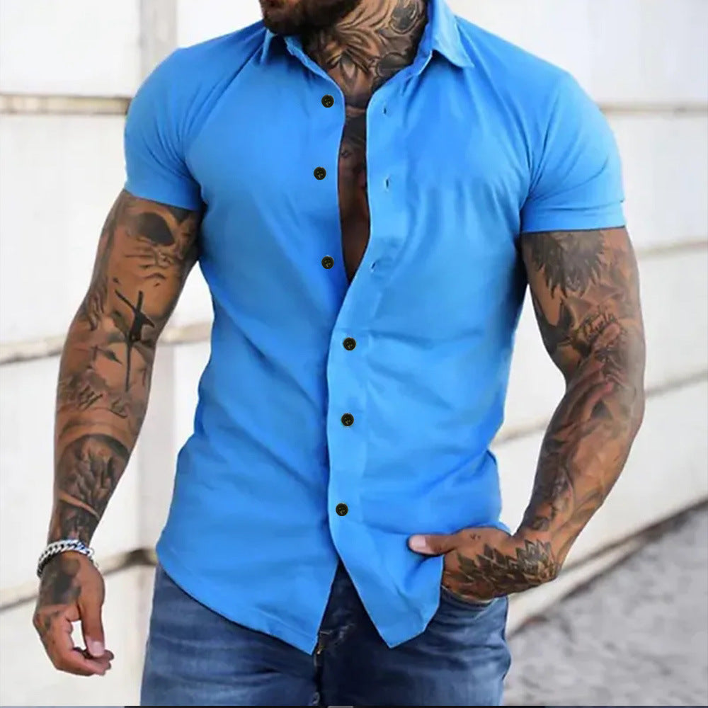 Men's classic slim fit short-sleeved shirt