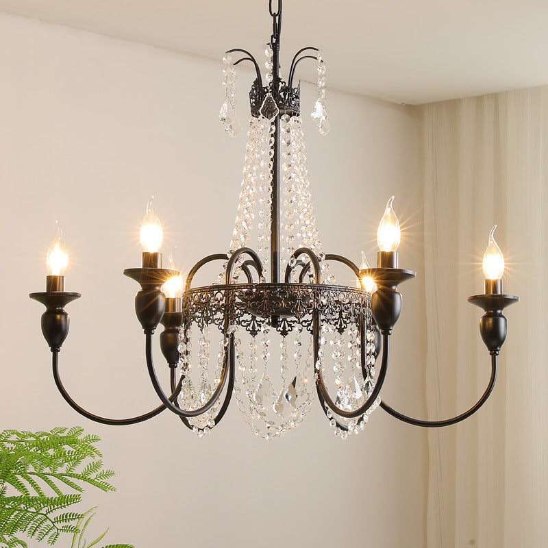 Crystal Candle Chandelier with Hanging Drops