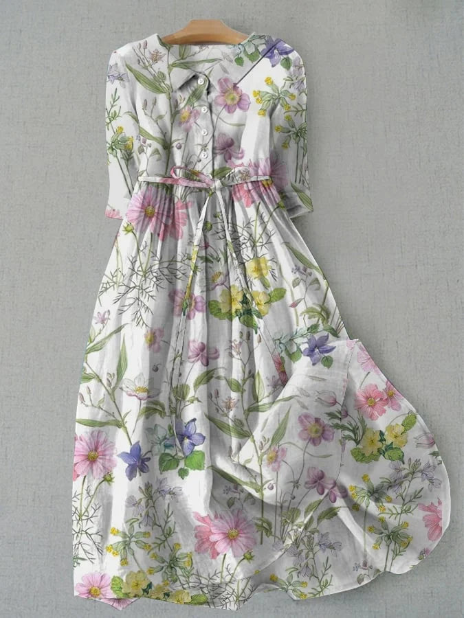 Vestido Dahlia - Vestido A-Line Floral Vintage para la Comodidad de las Mujeres en Verano