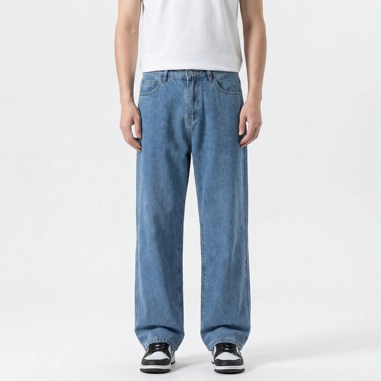 Denvorx - Straight Wide-Leg Casual Denim Trousers Everyday Casual Wear