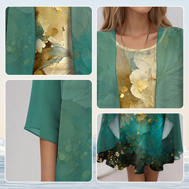 Envola - Damen Sommer Set Bluse Und Kleid Zweiteilig