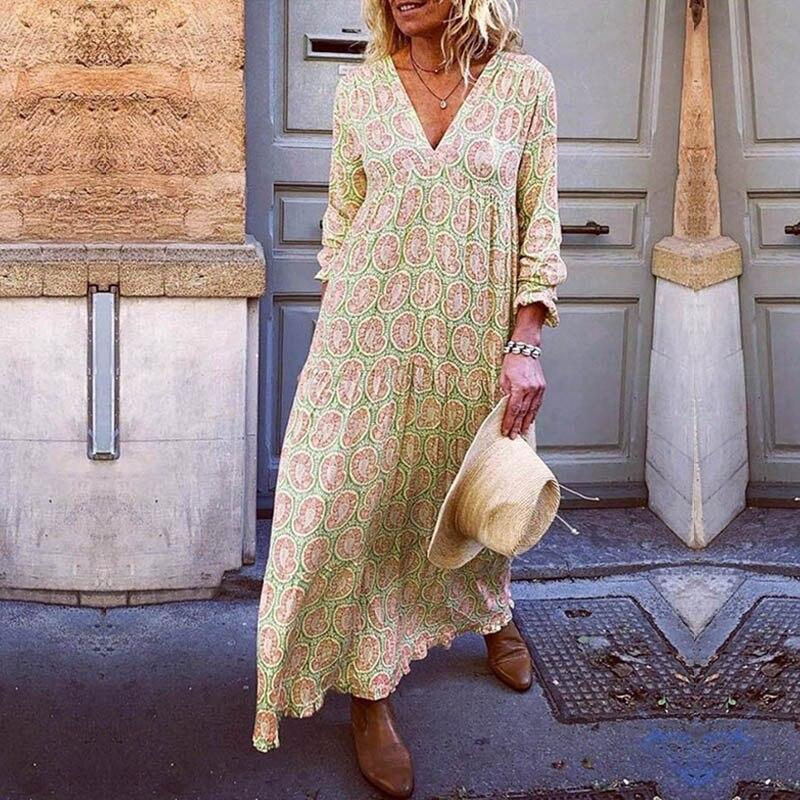 Elegantes Kleid Damen | V-Ausschnitt mit Ibiza-Print für Stil und Komfort | Perfekt für Festliche Anlässe 4