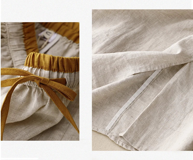 Light blue linen skirt with a relaxed fit and a flowy style, perfect for casual summer outings. 8