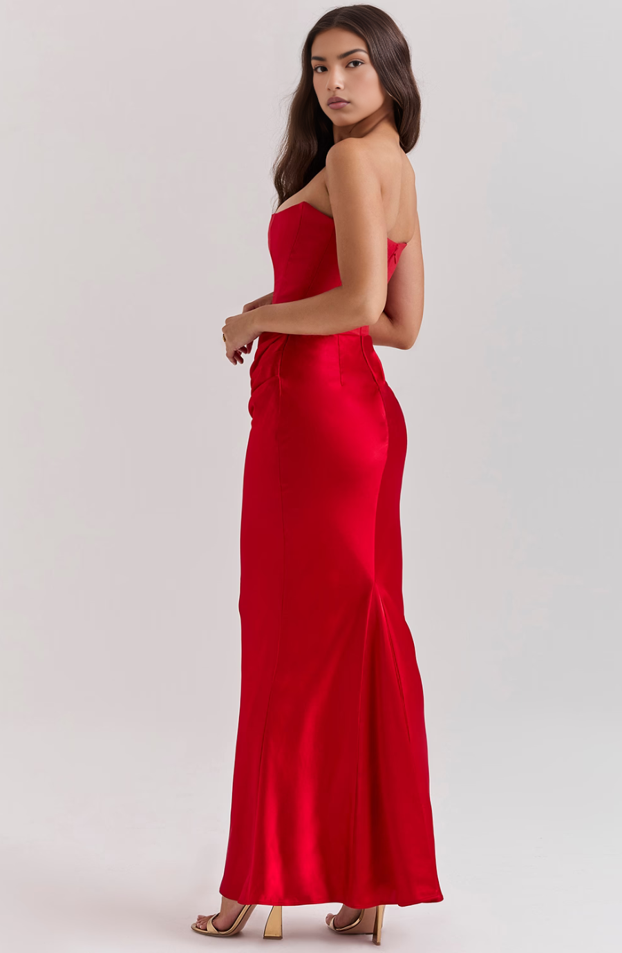 Women's Wedding Guest Lace Strapless Dress Evening