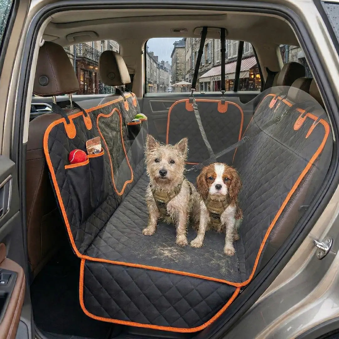 Hunde Autositz Rückbank | Wasserfeste & Rutschfeste Schutzdecke fürs Auto