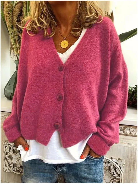 Katherine Cardigan Femme – Gilet en Coton Élégant à Manches Longues & Fermeture Boutonnée