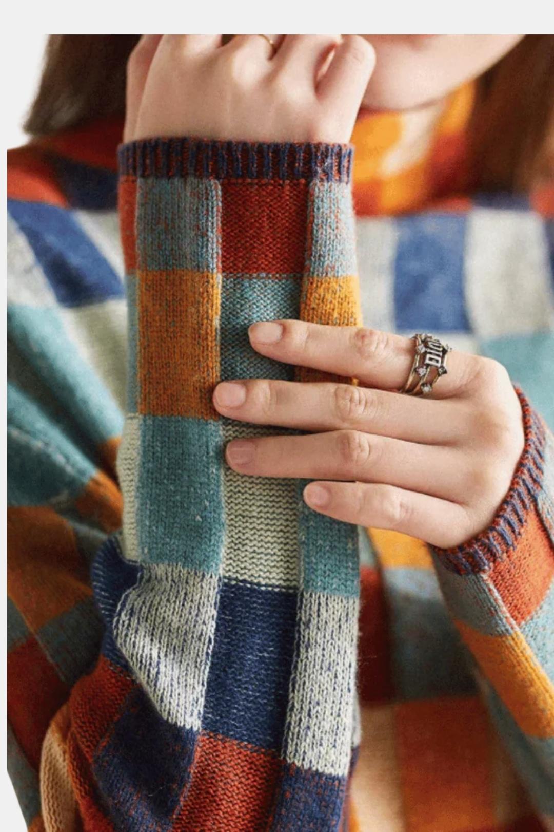 Fiorella – Patchwork Knit Cashmere Turtleneck in Multicolour