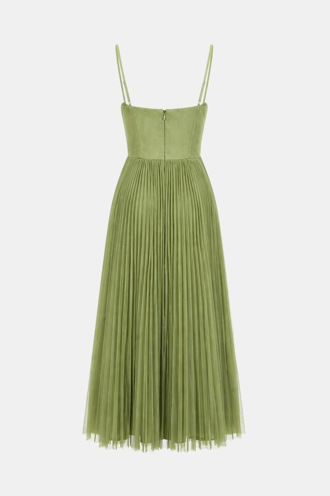 Frankie - Pleated Bustier Strappy Long Dress
