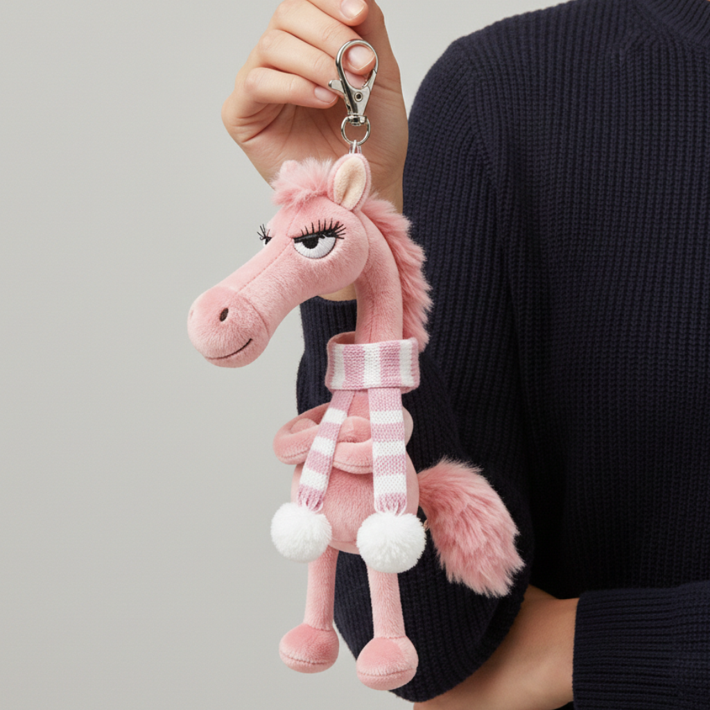 Clara™ - Cheval effronté - Rose et blanc Porte-clés