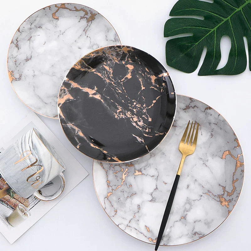 ÄktaGuld by skörten Sweden - Opulent Gold & Marble Porcelain Dinnerware Collection