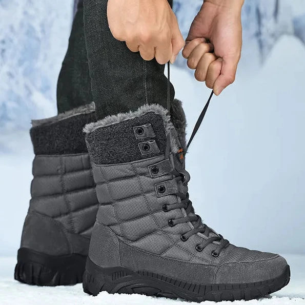 Hexton Men's Winter Boots by JesseVance  Co. NYC: Waterproof High-Top Plush Lined Snow Boots with Superior Grip for Winter Hikes  Slippery Black Ice